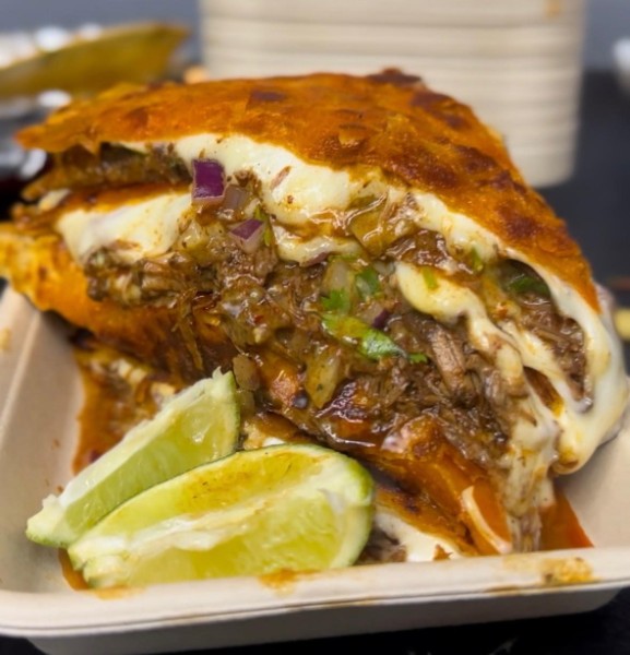 Birria quesataco with lime